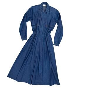 Vintage 70s Around Town Denim Midi Dress